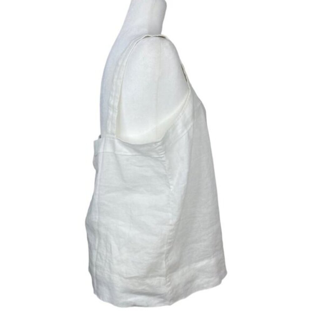 Everlane Women's NWT White The Linen Picnic Square Neckline Tank‎ Top 14/C40 - Picture 2 of 8
